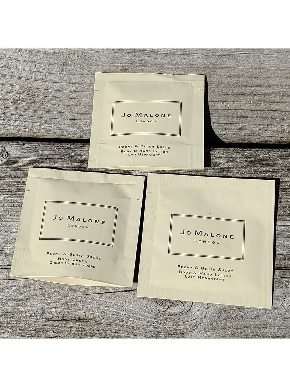 JO MALONE London PEONY & BLUSH SUEDE Body Cream + Body & Hand Lotion SAMPLES X3